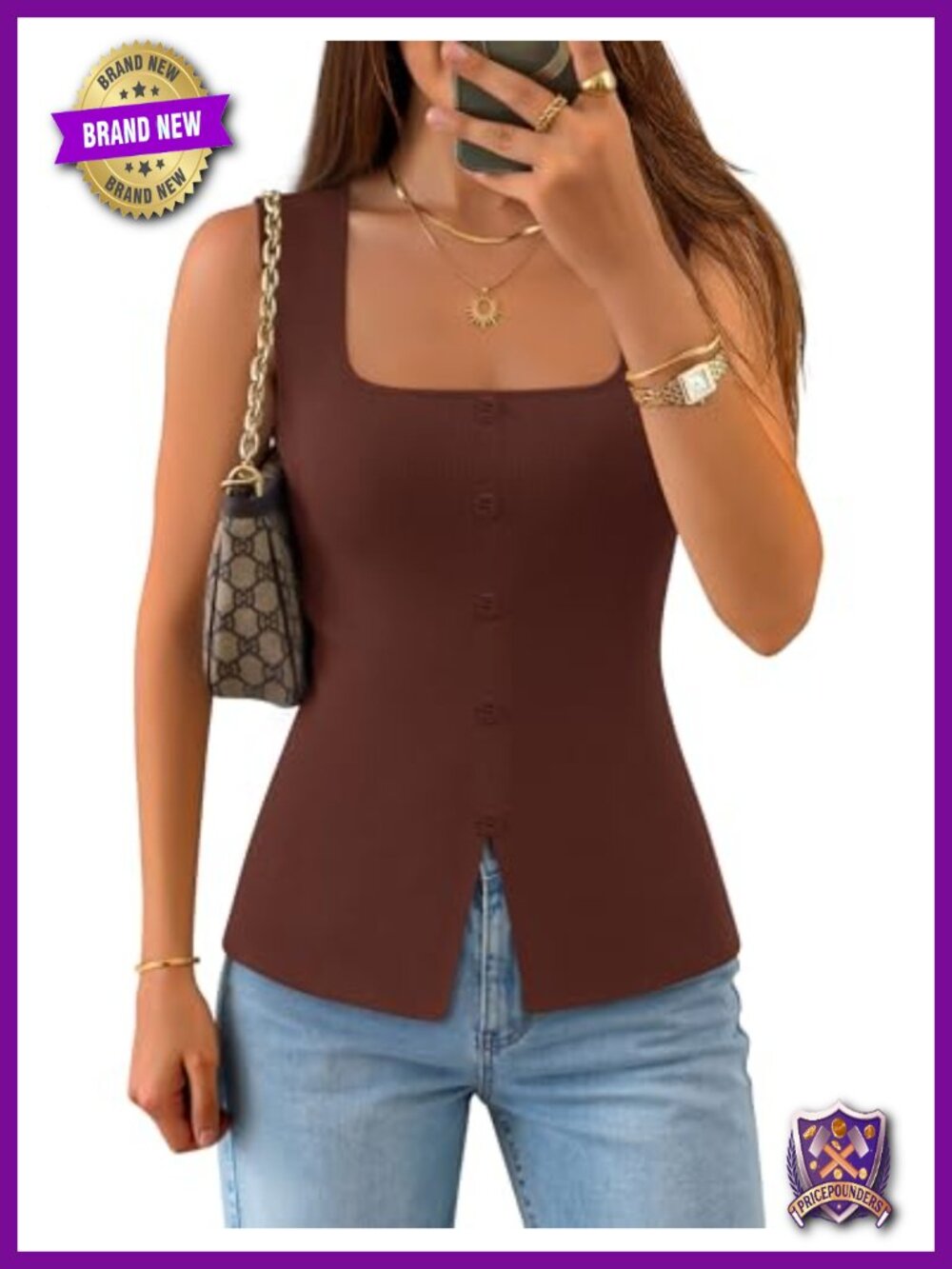 Sleeveless Knit Sweater Vest Top Square Neck Pullover